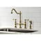 Kingston Brass Bridge Kitchen Faucet with Brass Sprayer, Antique Brass KS1273TALBS - alternate 2